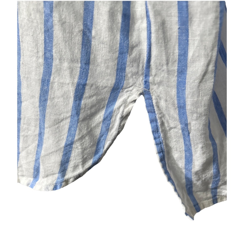 J. Jill Love Linen Long Sleeve Striped Button Front Top Blue‎ White Size L Beach - Picture 9 of 11